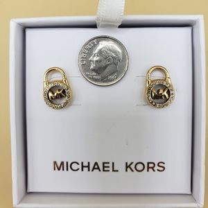 Michael Kors Pave Padlock earrings*BNIB*Sparkly Goldtone